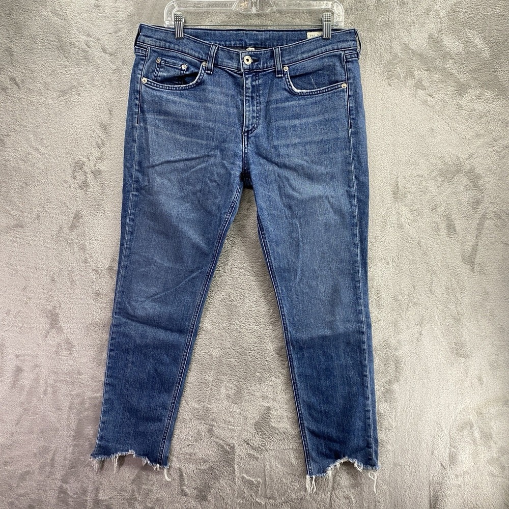 rag & bone Lovie Skinny Jeans Womens 30 Blue Raw Hem Cropped Ankle W2592K510LOV